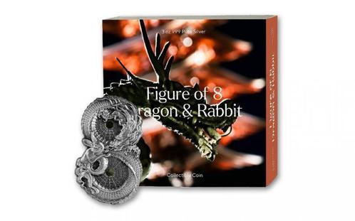 Tokelau Dragon and Rabbit 3 oz 2023 Antique Finish - High, Postzegels en Munten, Munten | Oceanië, Losse munt, Zilver, Verzenden