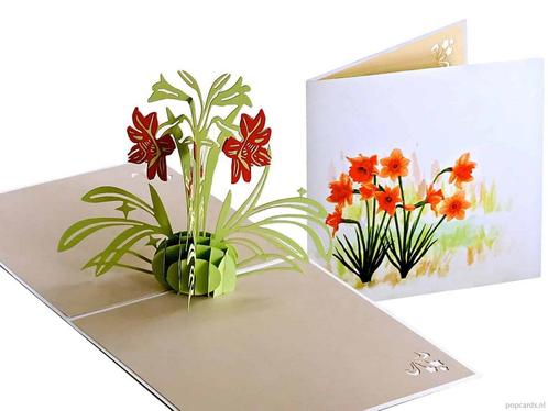 Bloemen wenskaart narcissen met aquarel pop-up kaart, Diversen, Wenskaarten, Verzenden
