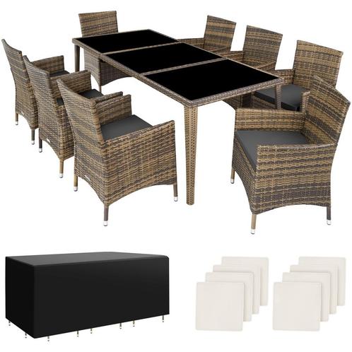 Aluminium wicker zitgroep Menorca 8+1 met beschermhoes - nat, Tuin en Terras, Tuinsets en Loungesets, Verzenden