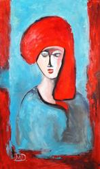 Denis Mihai - Lady with red hat, Antiek en Kunst