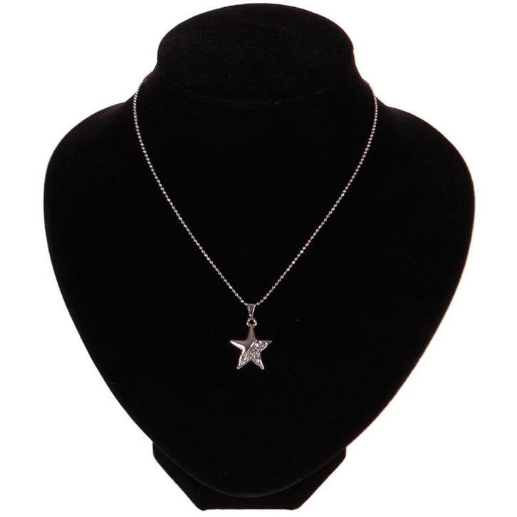 Kinderketting zilverkleurig met strass ster NIEUW, Sieraden, Tassen en Uiterlijk, Kettingen, Grijs, Nieuw, Ophalen of Verzenden