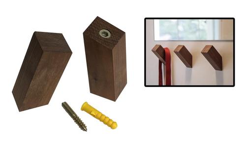 Set van 6 houten kledinghaken (kapstok), noten, vierkant, Doe-het-zelf en Verbouw, Gereedschap | Handgereedschap, Nieuw, Ophalen of Verzenden