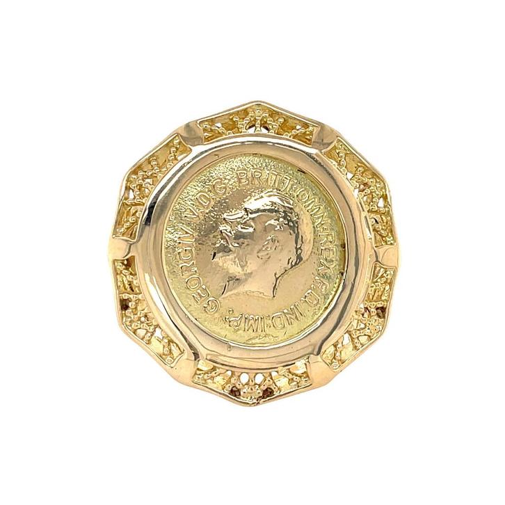 Gouden vintage munt ring 14 krt, Sieraden, Tassen en Uiterlijk, Ringen, Nieuw, Ophalen of Verzenden