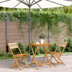 vidaXL 3-delige Bistroset polypropeen en massief hout beige, Tuin en Terras, Tuinsets en Loungesets, Verzenden, Nieuw, Hardhout