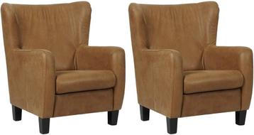 Leren Oorfauteuil Hug Bruin Leer Bruine Stoel