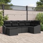 vidaXL 6-delige tuinset met kussens zwart poly rattan, Tuin en Terras, Tuinsets en Loungesets, Verzenden, Nieuw, Rotan, Tuinset
