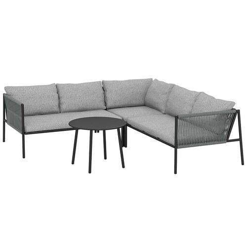 TRUUSK Tuinmeubelset Polyrattan Lounge-set Met Hoekbank Tafe, Tuin en Terras, Tuinsets en Loungesets, Nieuw, Verzenden