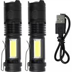 Benson Set van 2 oplaadbare zaklampen - 3W LED + COB zijl..., Caravans en Kamperen, Ophalen of Verzenden, Nieuw