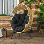 TRUUSK Rattan Tuinstoel Mandstoel Met Dik Zitkussen Eivorm 1, Verzenden, Nieuw