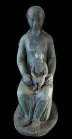 sculptuur, Kerkbeeld - Maria met kind - 100 cm - Brons, Antiek en Kunst