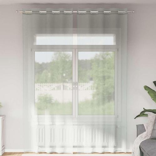 vidaXL Gordijnen voile met doorvoertules 2 st 140x300 cm, Huis en Inrichting, Stoffering | Gordijnen en Lamellen, Grijs, Nieuw