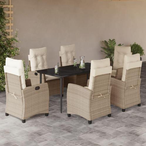 vidaXL 7-delige Tuinset met kussens poly rattan beige, Tuin en Terras, Tuinsets en Loungesets, Tuinset, Nieuw, 6 zitplaatsen, Rotan