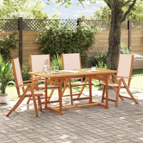 vidaXL 5-delige Tuinset massief acaciahout en textileen, Tuin en Terras, Tuinsets en Loungesets, Tuinset, Nieuw, 4 zitplaatsen