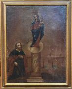 Ecole italienne (XVII-XVIII) - Vierge a l’Enfant adoré par, Antiek en Kunst