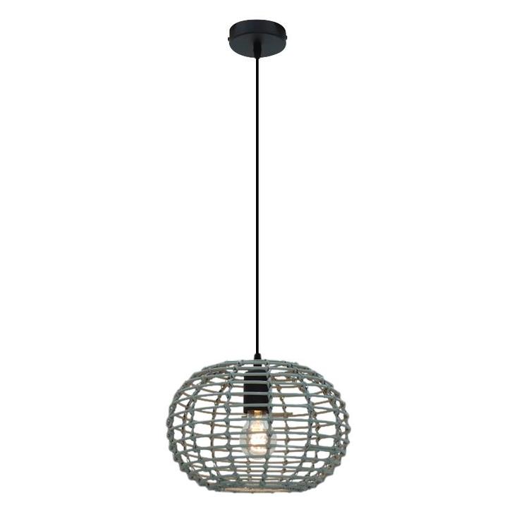Rotan hanglamp grijs, Roza, Huis en Inrichting, Lampen | Hanglampen, Nieuw, Metaal, 75 cm of meer, Ophalen of Verzenden