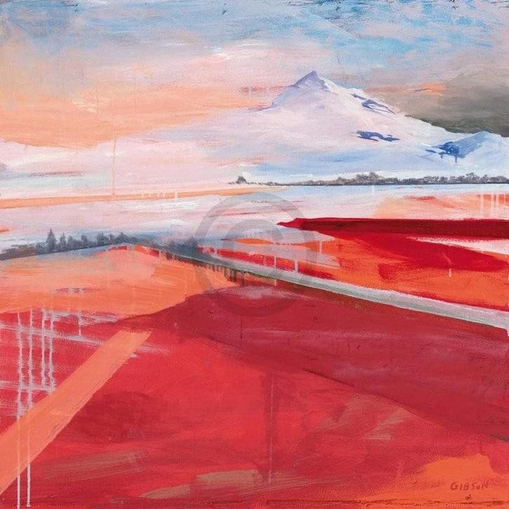 Kunstdruk Stefan Gibson - Berg 98x98cm, Huis en Inrichting, Woonaccessoires | Schilderijen, Tekeningen en Foto's, Nieuw, Verzenden