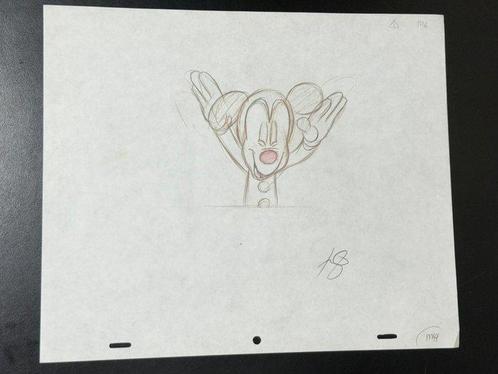 Walt Disney - Oorspronkelijke animatie tekening van Mickey, Verzamelen, Disney