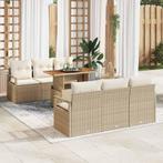 vidaXL Tuin Sofa Set 7 pcs beige en crèmekleurig 100 x 55 x, Verzenden, Nieuw, Rotan