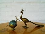 Collectie van 4 vintage koperen dierenbeelden - Beeld,, Antiek en Kunst