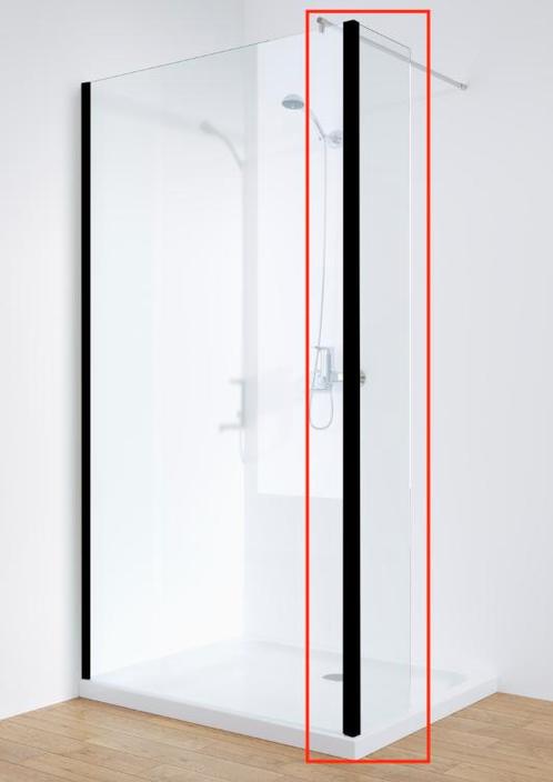 SALE - Tulta 25 x 200 - Zwart - Zijwand vast  -  Douchewand, Doe-het-zelf en Verbouw, Sanitair, Nieuw, Ophalen of Verzenden