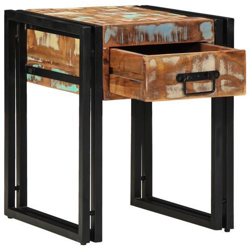 vidaXL Bijzettafel met lade 40x40x50 cm massief gerecycled, Huis en Inrichting, Tafels | Bijzettafels, Nieuw, Verzenden