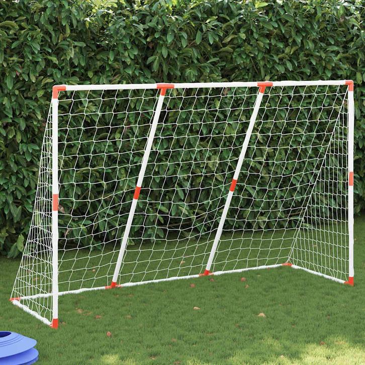 vidaXL Kindervoetbaldoel met ballen 2-in-1 184x64x124 cm wit, Sport en Fitness, Voetbal, Nieuw, Verzenden