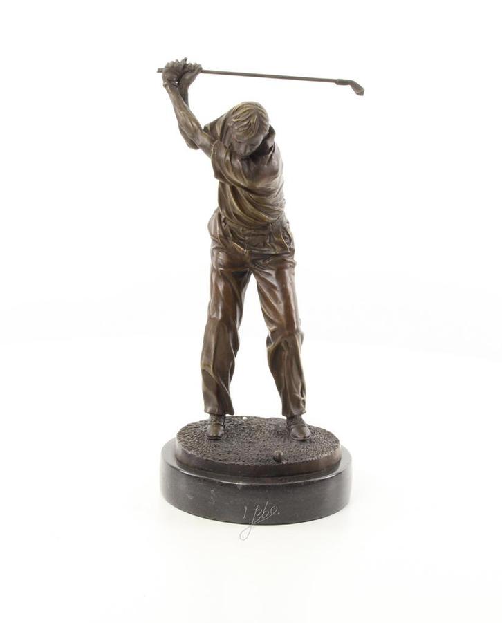 A BRONZE SCULPTURE OF A GOLFER (Beeldjes - Decoratie), Antiek en Kunst, Kunst | Beelden en Houtsnijwerken, Verzenden