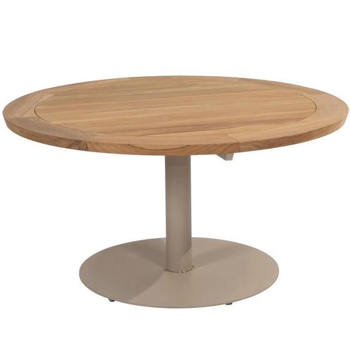 Saba low dining teak tafel 130 Ø cm met latte onderstel, Tuin en Terras, Tuintafels, Nieuw, Ophalen of Verzenden
