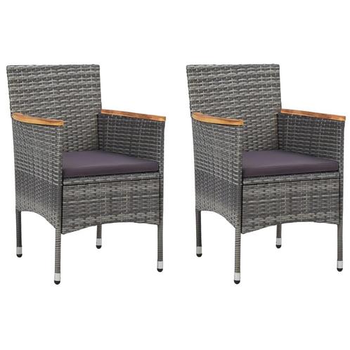 vidaXL Tuinstoelen 2 st poly rattan grijs, Tuin en Terras, Tuinstoelen, Nieuw, Rotan, Verzenden
