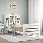 vidaXL Bed met boekenkast zonder matras grenenhout wit, Verzenden, Nieuw, Wit, Hout