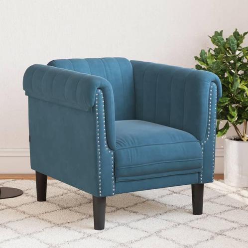 vidaXL Fauteuil fluweel blauw, Huis en Inrichting, Banken | Bankstellen, Nieuw, Stof, Eenpersoons, Verzenden