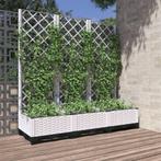 vidaXL Plantenbak met trellis wit 120x40x121,5 cm PP, Tuin en Terras, Verzenden, Nieuw, Kunststof, 100 cm of meer