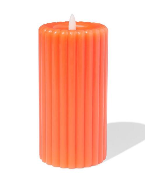 HEMA LED kaars Ø7.5x15cm ribbel oranje, Huis en Inrichting, Woonaccessoires | Kandelaars en Kaarsen, Nieuw, Verzenden