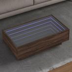 vidaXL Salontafel met LED 90x50x30 cm bewerkt hout bruin, Verzenden, Nieuw, Overige houtsoorten, 50 tot 100 cm