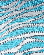 Jacquard Lurex Stippen Turquoise/Zilver, Hobby en Vrije tijd, Nieuw