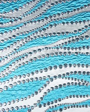 Jacquard Lurex Stippen Turquoise/Zilver, Hobby en Vrije tijd, Stoffen en Lappen, Nieuw