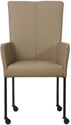 Direct meenemen | Taupe leren eetkamerstoel | taupe leer | N, Huis en Inrichting, Stoelen, Overige kleuren, Nieuw, Leer, Ophalen of Verzenden