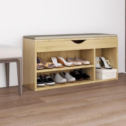 vidaXL Schoenenbank met kussen 104x30x49 cm bewerkt hout, Huis en Inrichting, Kasten | Schoenenrekken, Nieuw, Verzenden