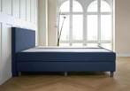 ACTIE! Boxspring Turijn 140 200 Blauw, Nieuw, 140 cm, Twijfelaar, 200 cm