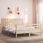 vidaXL Bedframe met hoofdbord massief hout 160x200 cm, Huis en Inrichting, Slaapkamer | Bedden, Bruin, Verzenden, 200 cm, 160 cm