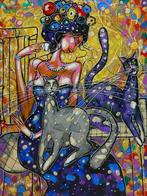 Wiktor Bezrukow - Tea with cats, Antiek en Kunst, Kunst | Schilderijen | Modern