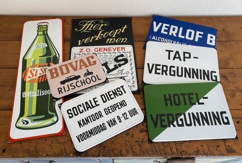 TE KOOP GEVRAAGD OUDE EMAILLE RECLAME BORD BORDEN BORDJES, Antiek en Kunst, Antiek | Emaille