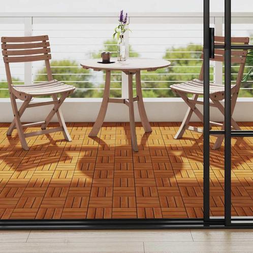 vidaXL Terrastegels acaciahout 30 x 30 cm (10 stuks), Doe-het-zelf en Verbouw, Vloerdelen en Plavuizen, Nieuw, Verzenden