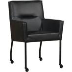 Set van 4 Leren eetkamerstoelen Lucky - Granada Black, Huis en Inrichting, Stoelen, Ophalen of Verzenden, Nieuw, Leer