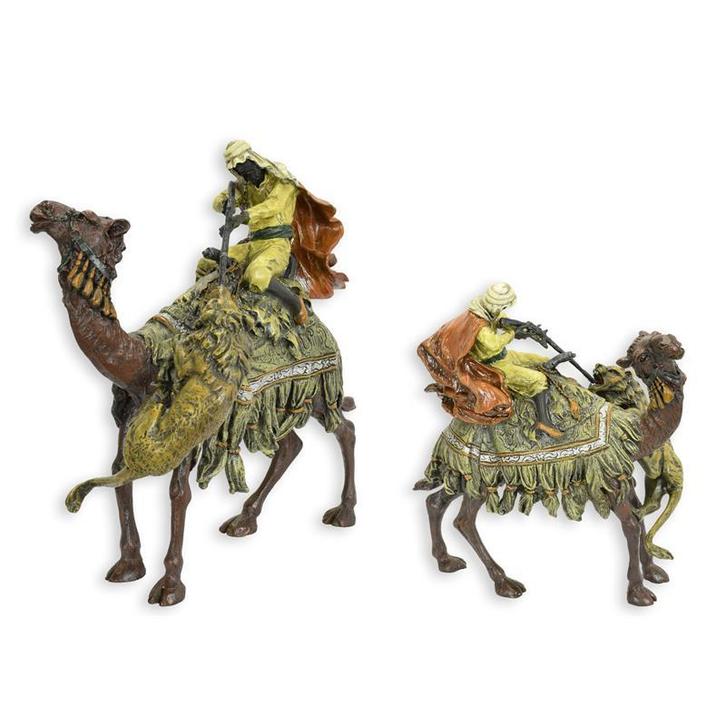 BRONZEN BEELD VAN EEN ARABISCHE JAGER OP KAMEEL (Interieur), Antiek en Kunst, Kunst | Beelden en Houtsnijwerken, Verzenden