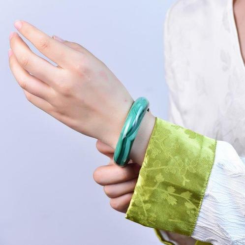 Natuurlijke Malachiet Bangle - Zorgvuldig gesneden en, Verzamelen, Mineralen en Fossielen