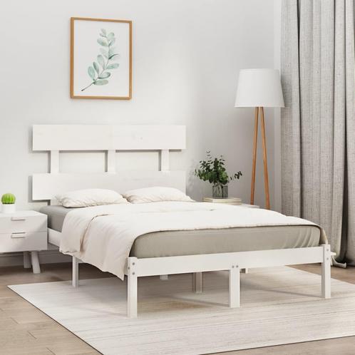 vidaXL Bedframe massief hout wit 120x200 cm, Huis en Inrichting, Slaapkamer | Bedden, 120 cm, 200 cm, Wit, Twijfelaar, Nieuw, Hout