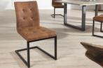 Design sledestoel OXFORD vintage bruin ijzeren frame - 36961, Huis en Inrichting, Stoelen, Ophalen of Verzenden, Nieuw