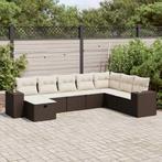 vidaXL 8-delige Loungeset met kussens poly rattan bruin, Nieuw, 8 zitplaatsen, Loungeset, Verzenden