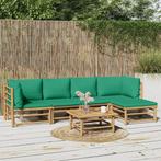 vidaXL 6-delige Loungeset met kussens bamboe groen, Verzenden, Nieuw, Hout, Loungeset